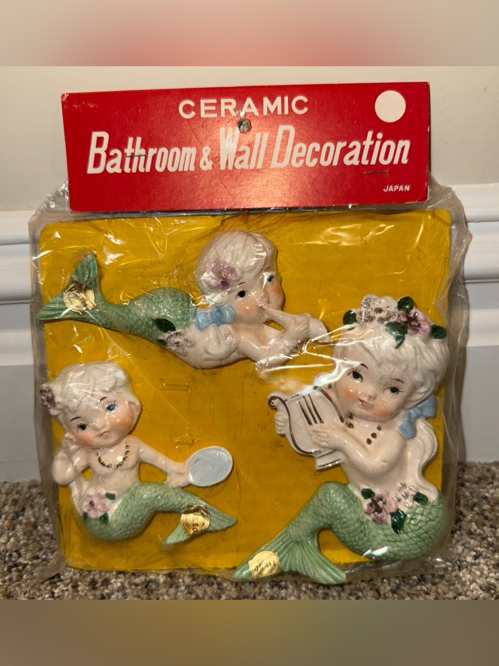 Vintage TILSO Three Ceramic Mermaid Wall Plaques 1950-1960s Japan